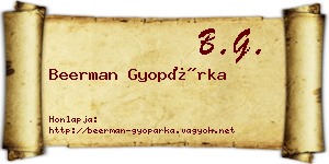 Beerman Gyopárka névjegykártya